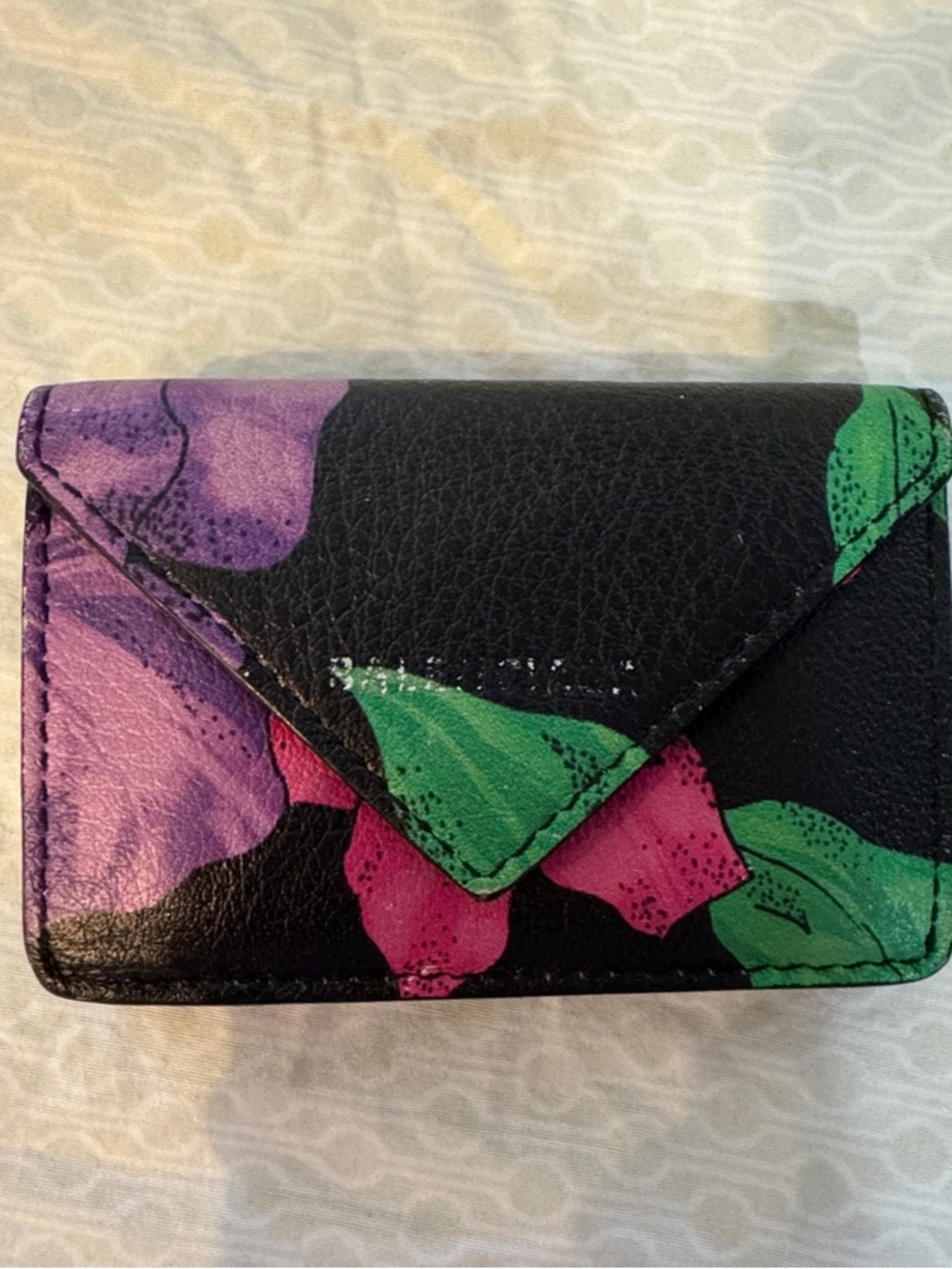 Balenciaga Papier Mini Wallet Black Floral